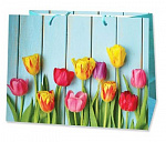 Antella Пакет подарочный бумажный 23х18 горизонтальный Тюльпаны